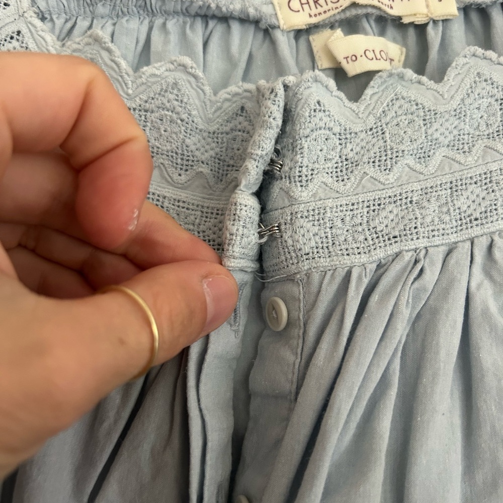 Christy Dawn Light Blue Mini Dress with Lace Trim - Picture 4 of 6